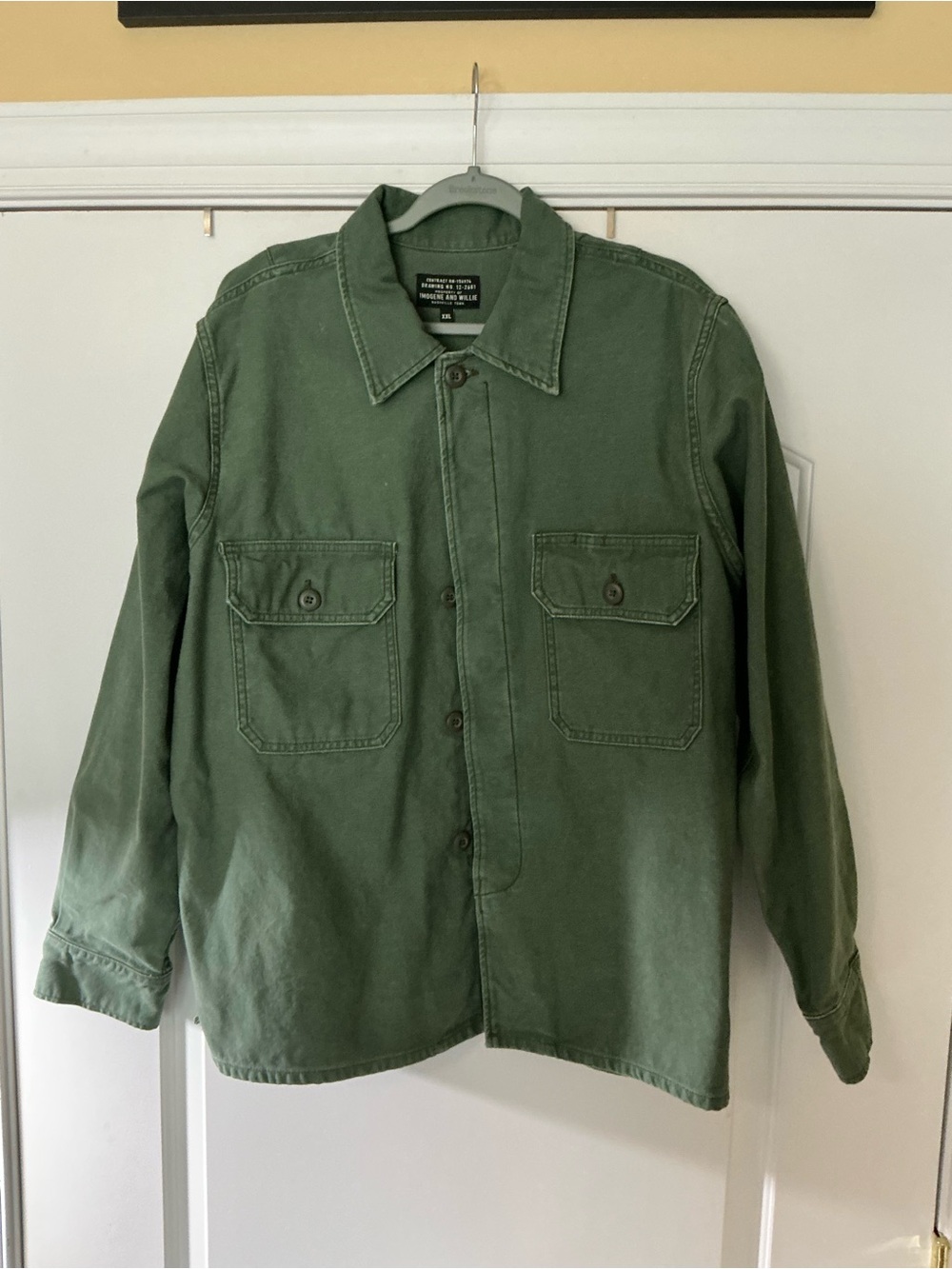 Size XXL - Imogene & Willie Men’s Fatigue Green Military CPO Sateen Shirt Jacket